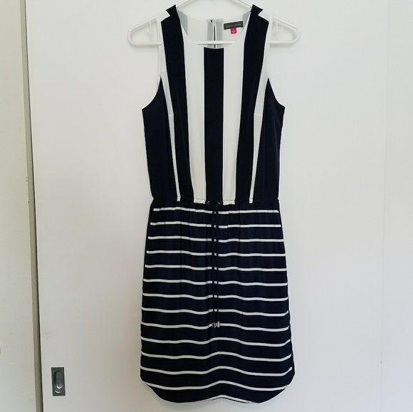 Vince Camuto | Nautical Navy Blue Striped Dress - Picture 2 of 7